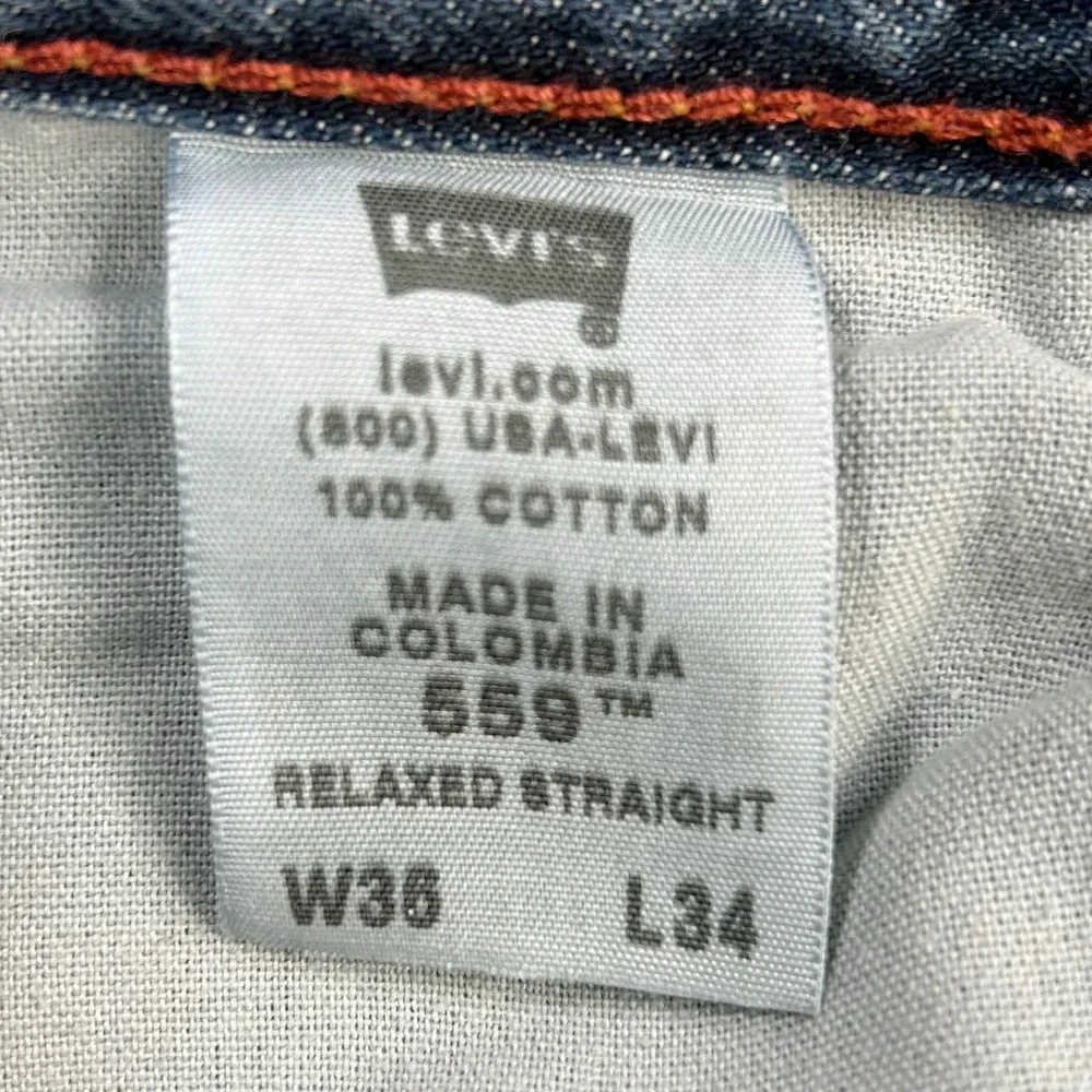 Vintage Levis 559 Relaxed Straight Jeans Mens 36x34 Blue Medium Wash Denim Pants